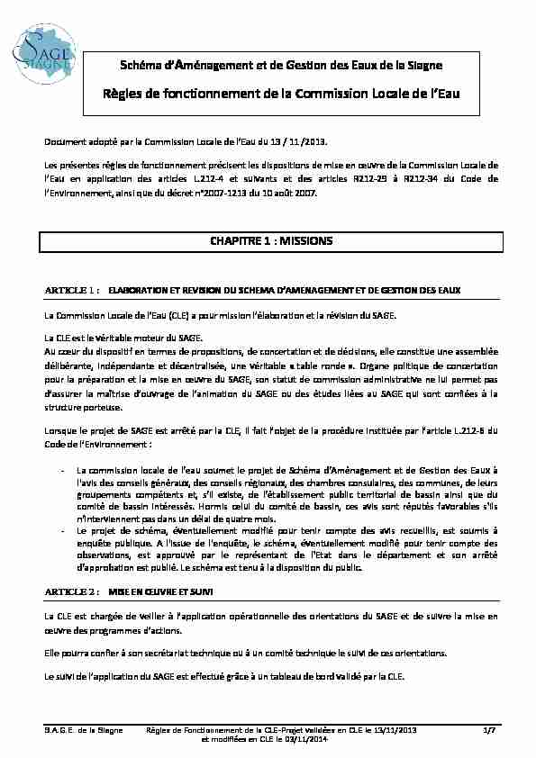[PDF] Règles de fonctionnement de la Commission Locale de l  - Gesteau