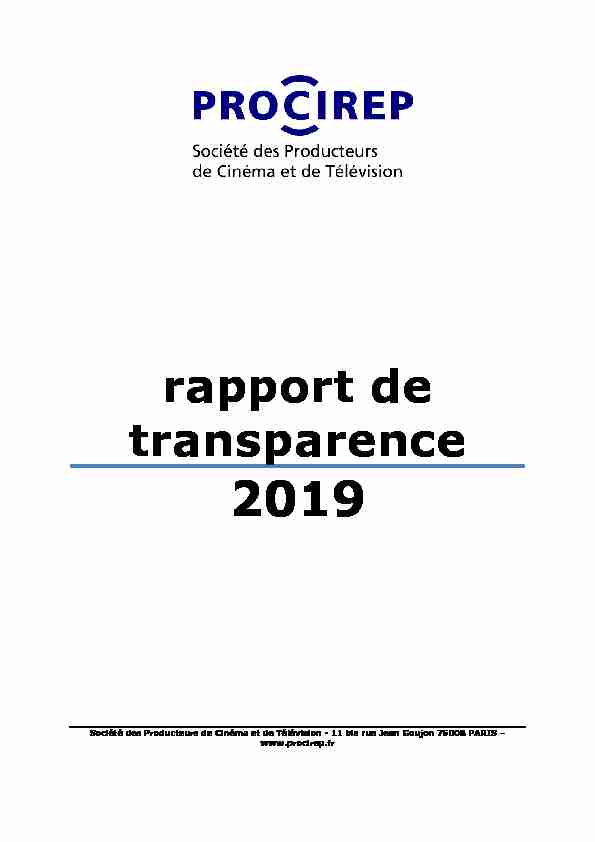 rapport de transparence PROCIREP 2019
