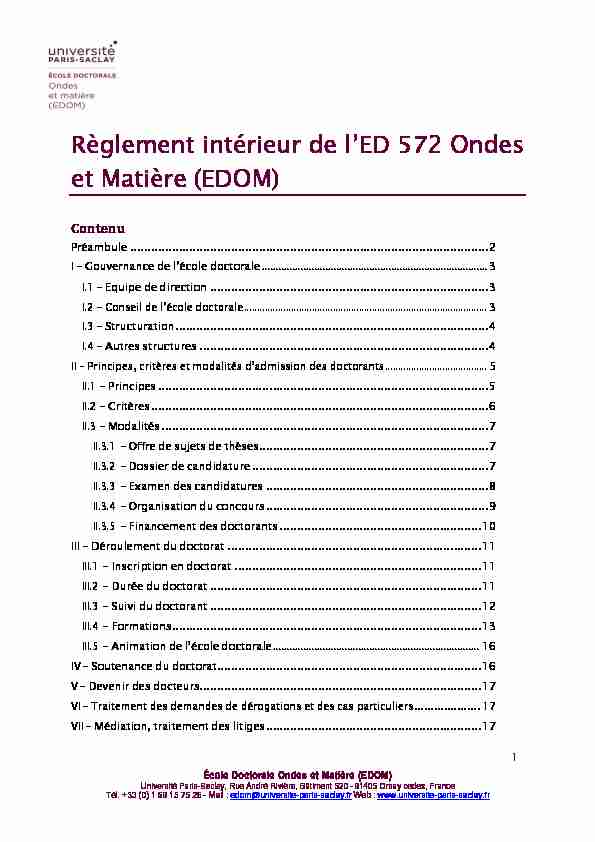 Règlement intérieur de lED 572 Ondes et Matière (EDOM)
