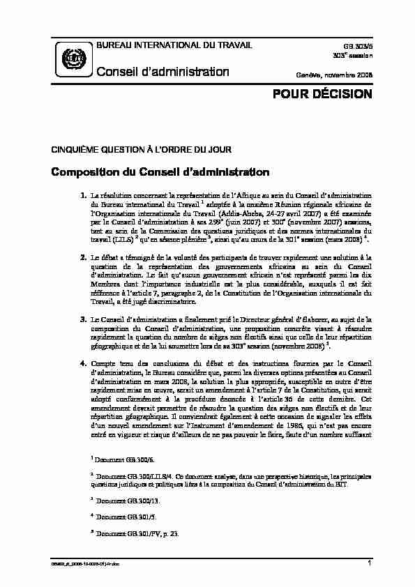 Composition du Conseil dadministration