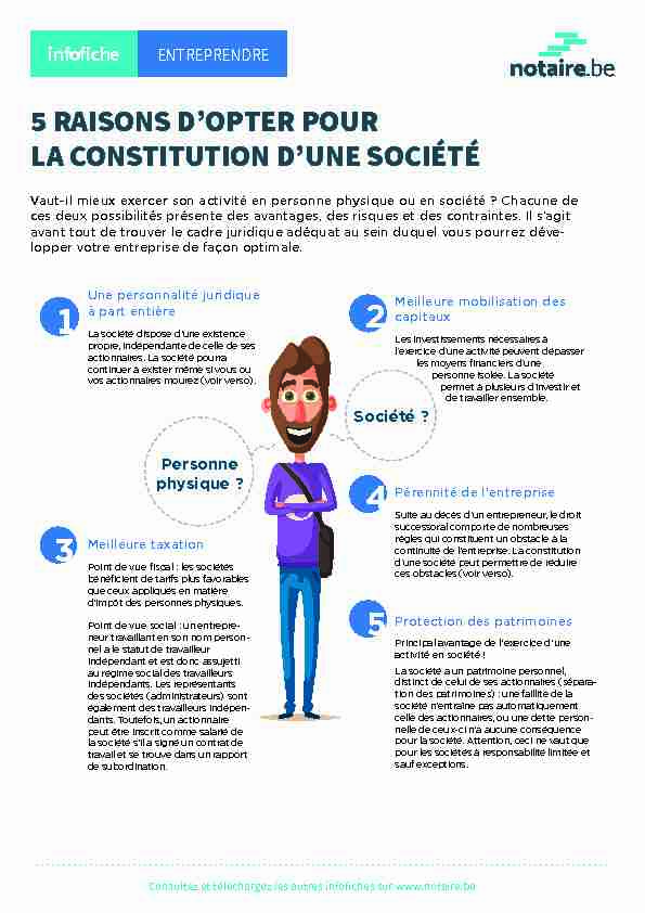 5 RAISONS DOPTER POUR LA CONSTITUTION DUNE SOCIÉTÉ
