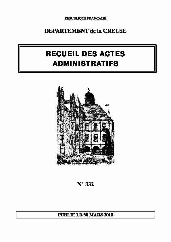 RECUEIL DES ACTES ADMINISTRATIFS