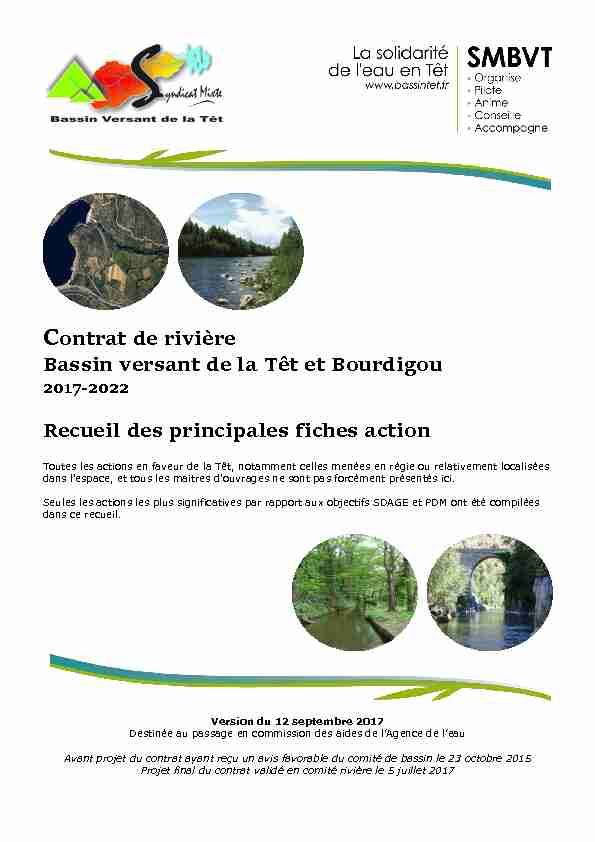 Contrat de rivière du bassin versant de la Têt ACTION N°XX