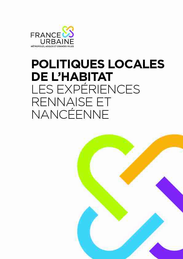 [PDF] POLITIQUES LOCALES DE LHABITAT LES  - France urbaine