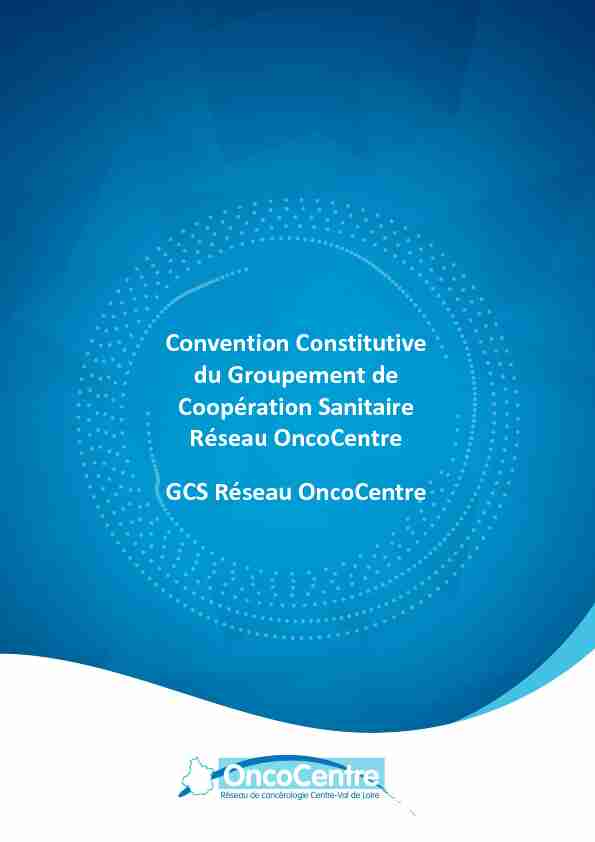Convention Constitutive du Groupement de Coopération Sanitaire