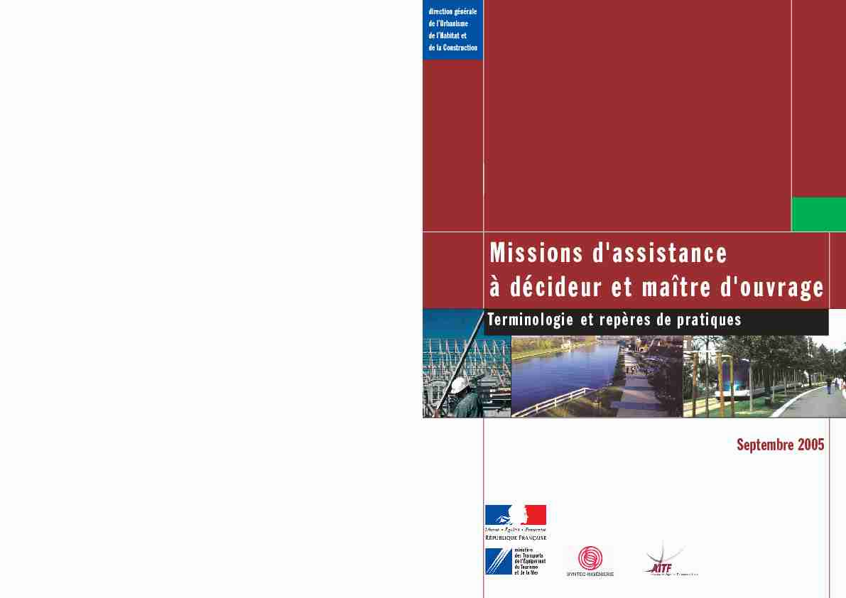 [PDF] Missions dassistance à décideur et maître douvrage - Programme