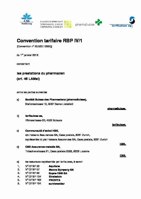 Convention tarifaire RBP IV/1