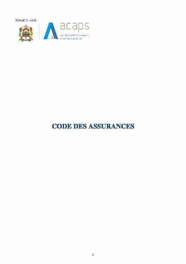 [PDF] CODE DES ASSURANCES - ACAPS