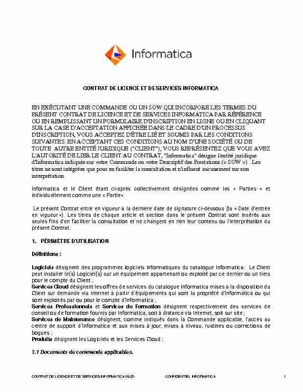 LICENSE TO USE INFORMATICA SOFTWARE