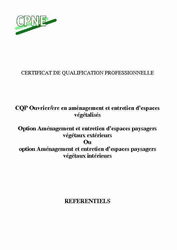 CQP Ouvrier/ère en aménagement et entretien despaces