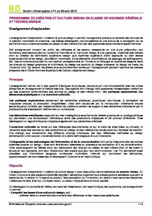 [PDF] Création et culture design - Enseignement dexploration - Eduscol