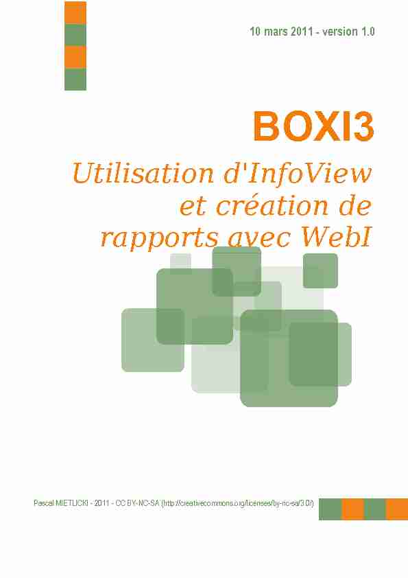 Utilisation dInfoView et création de rapports avec WebI