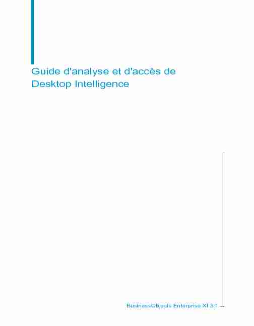 Guide danalyse et daccès de Desktop Intelligence