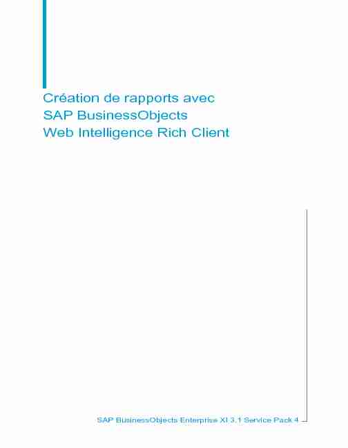 Création de rapports avec SAP BusinessObjects Web Intelligence
