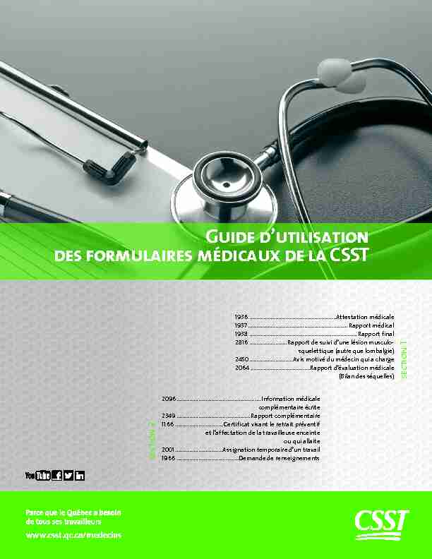 Guide dutilisation des formulaires médicaux de la CSST