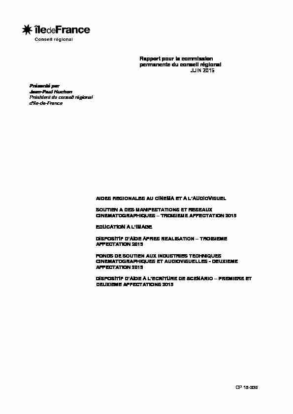 Rapport pour la commission permanente du conseil régional JUIN
