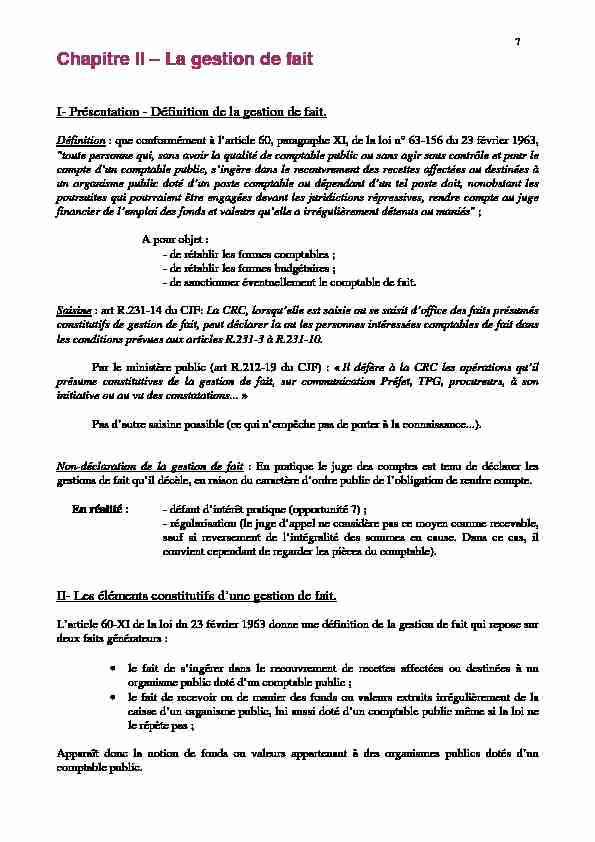 [PDF] Chapitre II – La gestion de fait - Intendance03