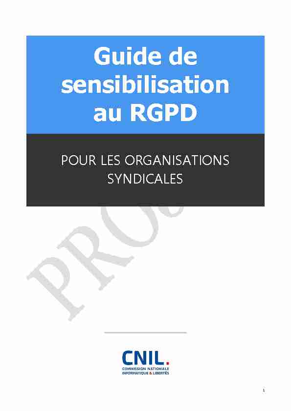 Projet de guide de sensibilisation au RGPD pour les organisations