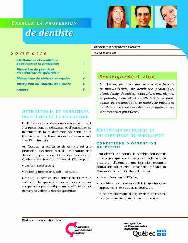 [PDF] de dentiste de dentiste - ImmigrerauQuébec