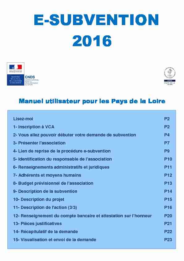 E-SUBVENTION 2016 - DRDJSCS des Pays de La Loire