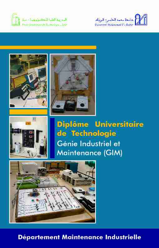 Génie Industriel et Maintenance (GIM) Diplôme Universitaire de