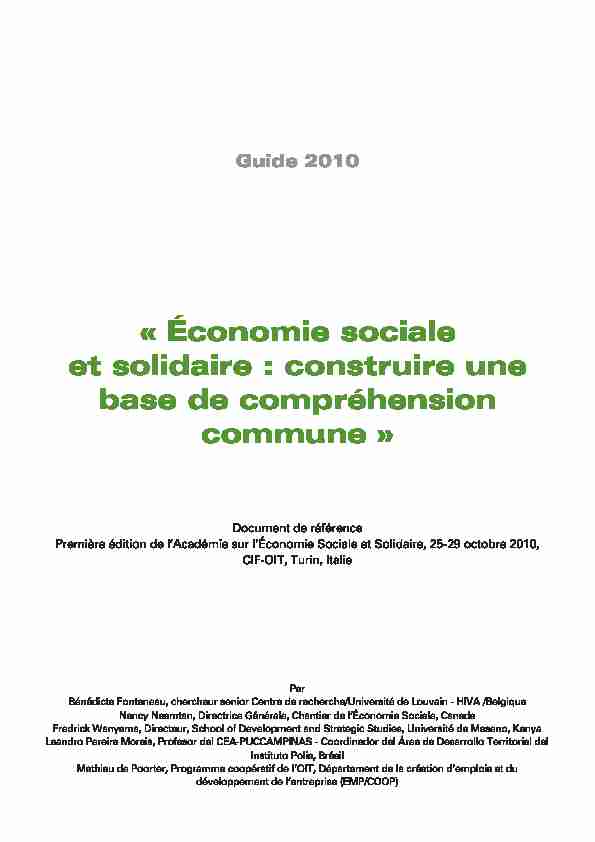 [PDF] Économie sociale et solidaire - ILO