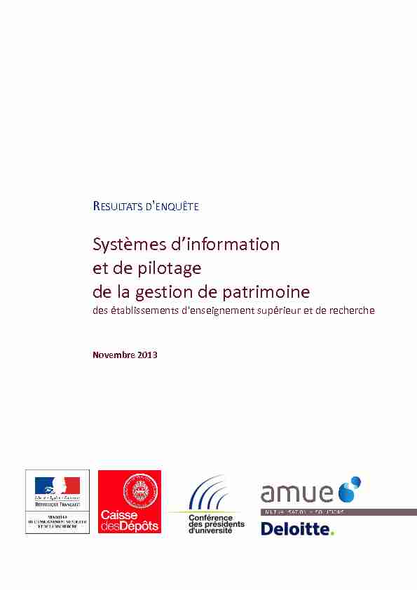[PDF] Systèmes dinformation et de pilotage de la gestion de patrimoine