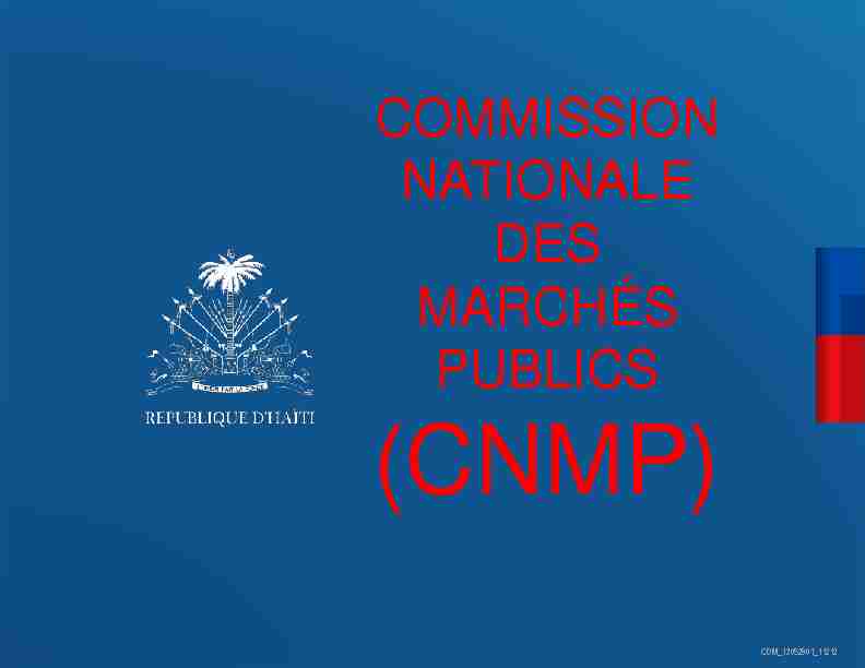 COMMISSION NATIONALE DES MARCHÉS PUBLICS
