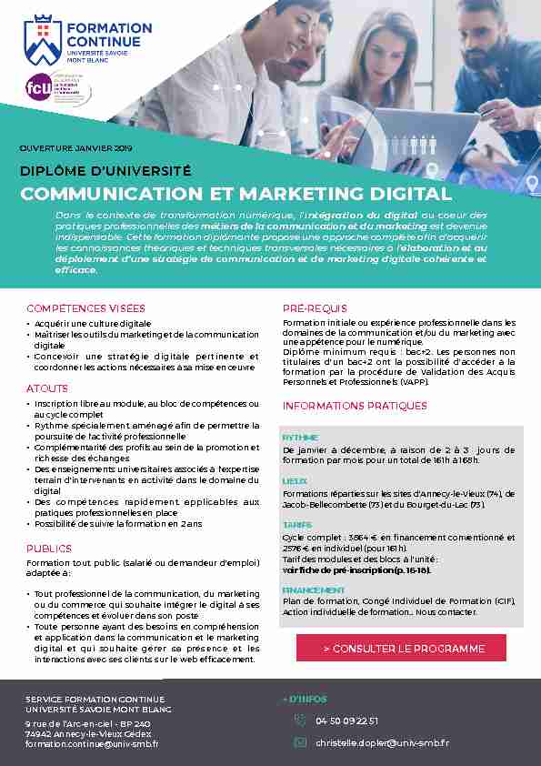 Diplôme dUniversité Communication et Marketing Digital