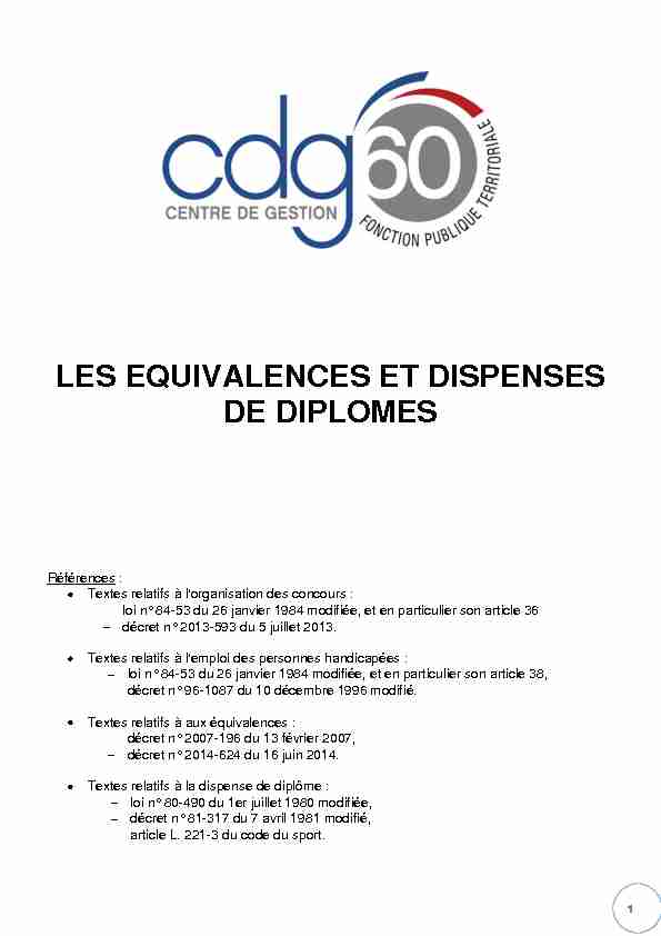 [PDF] LES EQUIVALENCES ET DISPENSES DE DIPLOMES - Cdg60