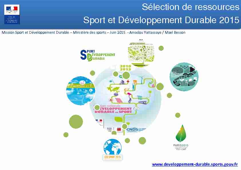 Sélection de ressources Sport et Développement Durable 2015