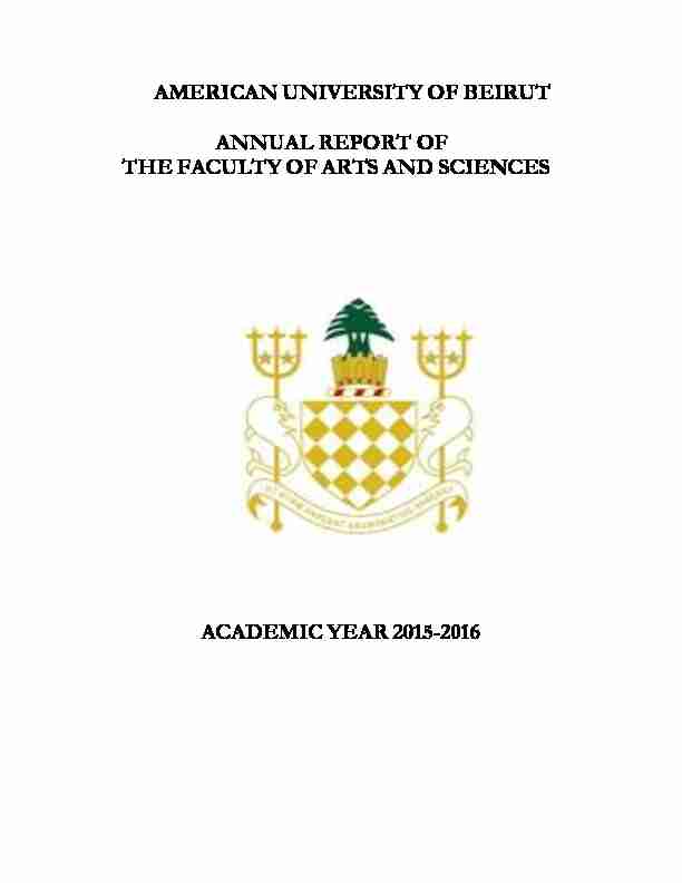 American University of Beirut - Annual Report of the Faculty of Arts