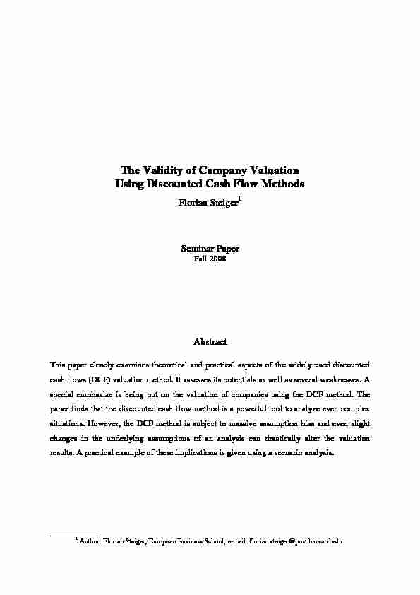 The Validity of Company Valuation Using Discounted Cash Flow