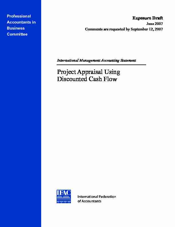 Project Appraisal Using Discounted Cash Flow