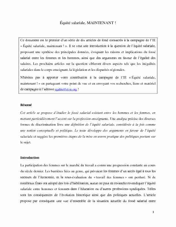 [PDF] Équité salariale, MAINTENANT