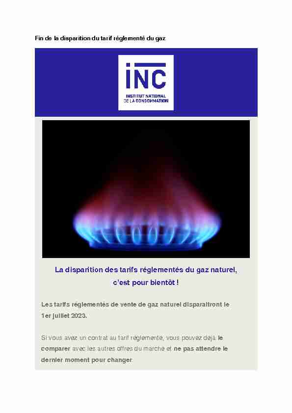 [PDF] Fin de la disparition du tarif réglementé du gaz - Institut national de