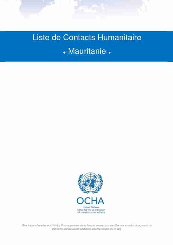 Liste de Contacts Humanitaire Mauritanie