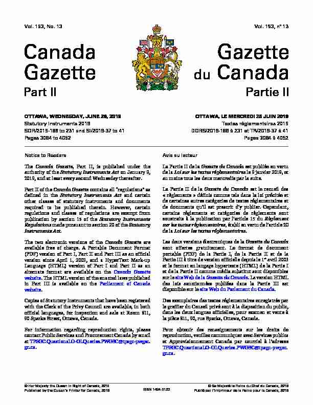 Canada Gazette Part II