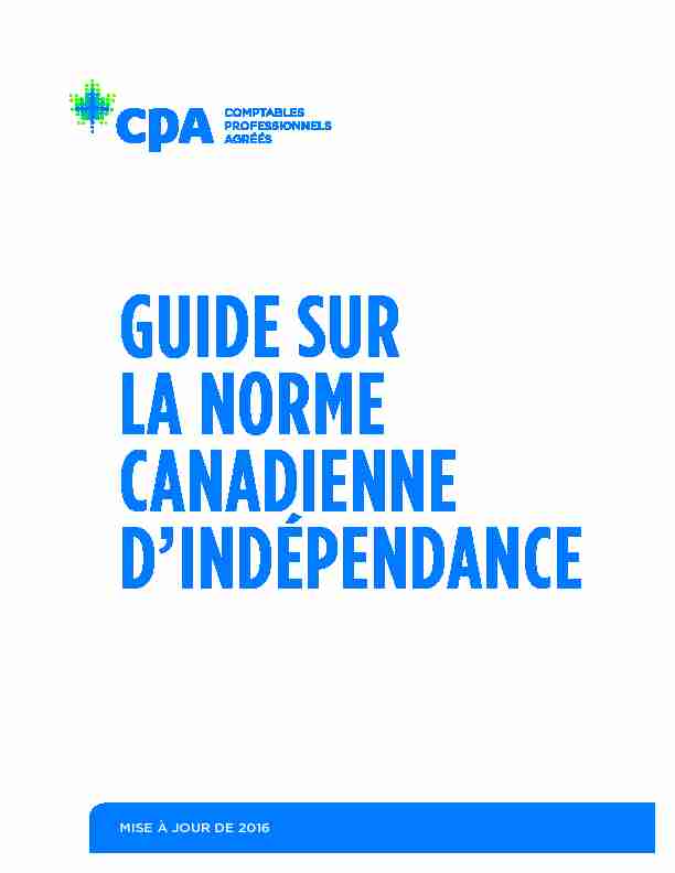 Guide sur la norme canadienne dindépendance