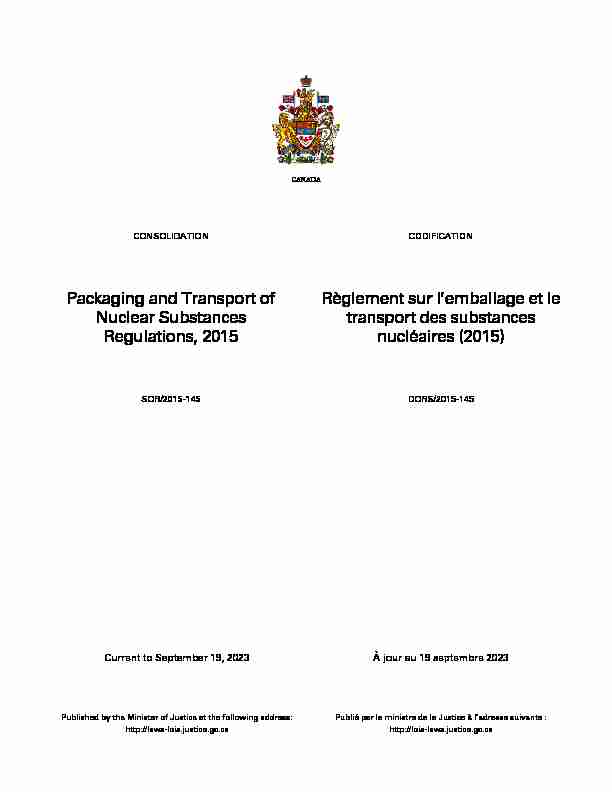 Packaging and Transport of Nuclear Substances Regulations 2015