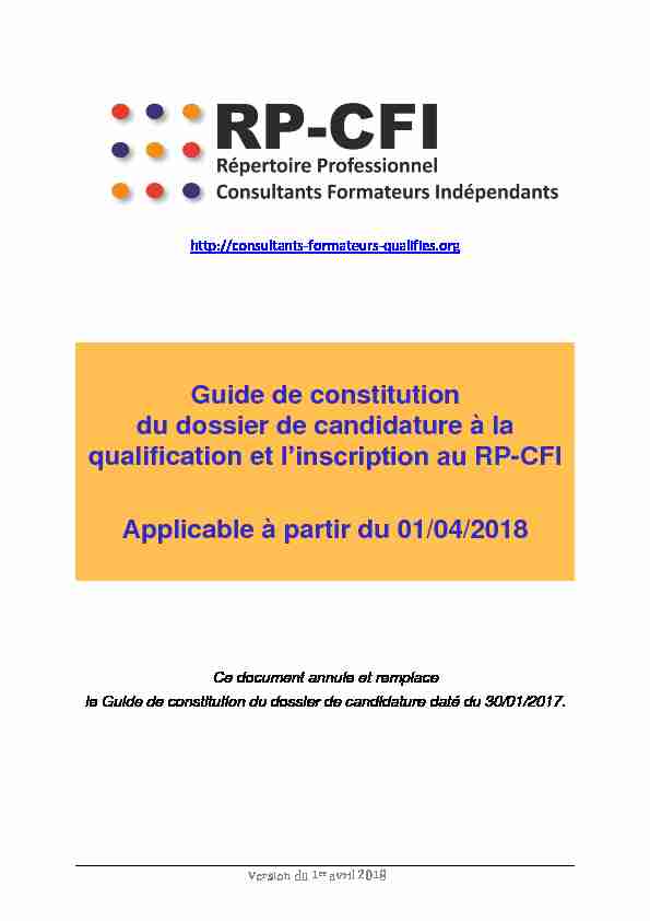 Guide de constitution du dossier de candidature à la qualification et l