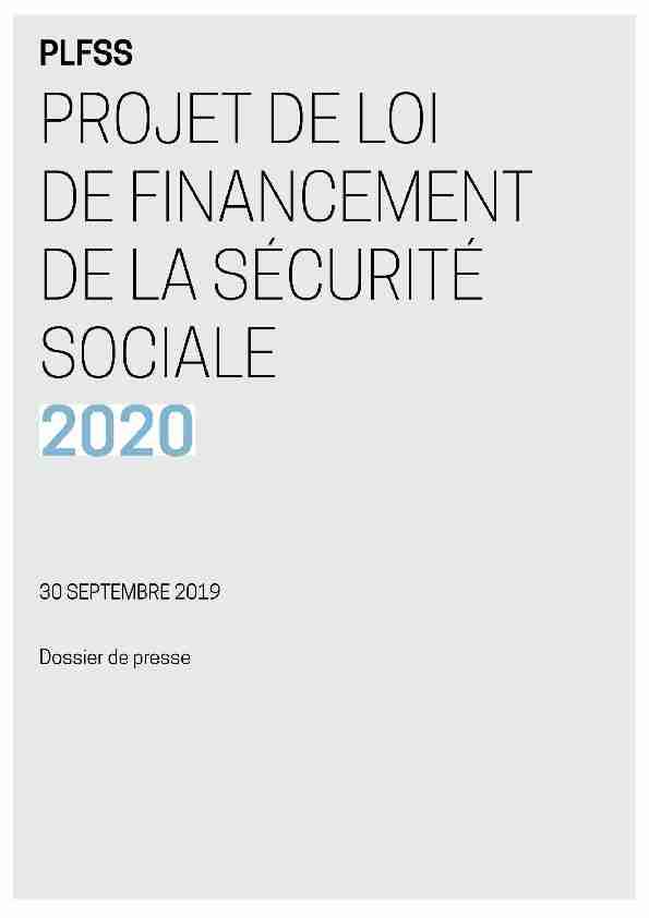 Plfss Projet De Lol De Financement De La Securite Social 2020