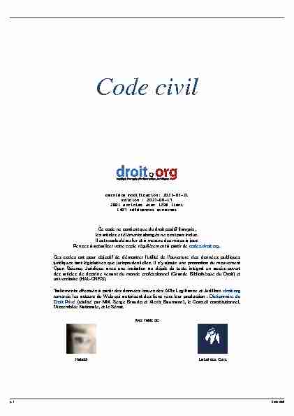 Code civil (Mise à jour du 2021-01-01) - Droitorg