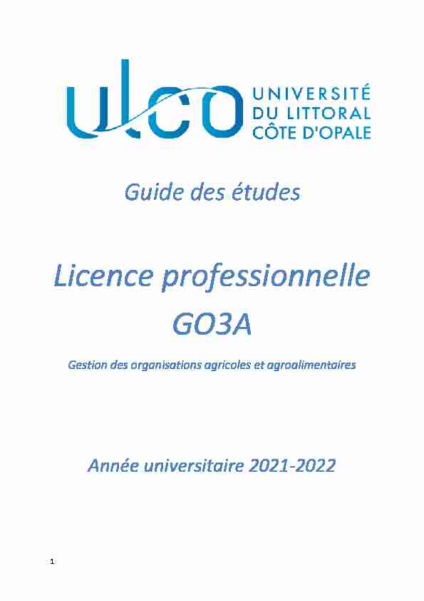 Licence professionnelle GO3A