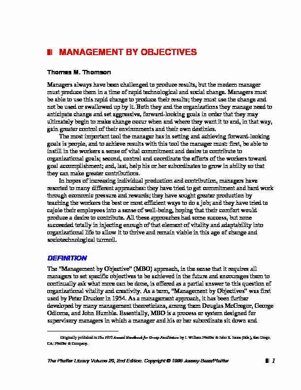 „‚ MANAGEMENT BY OBJECTIVES
