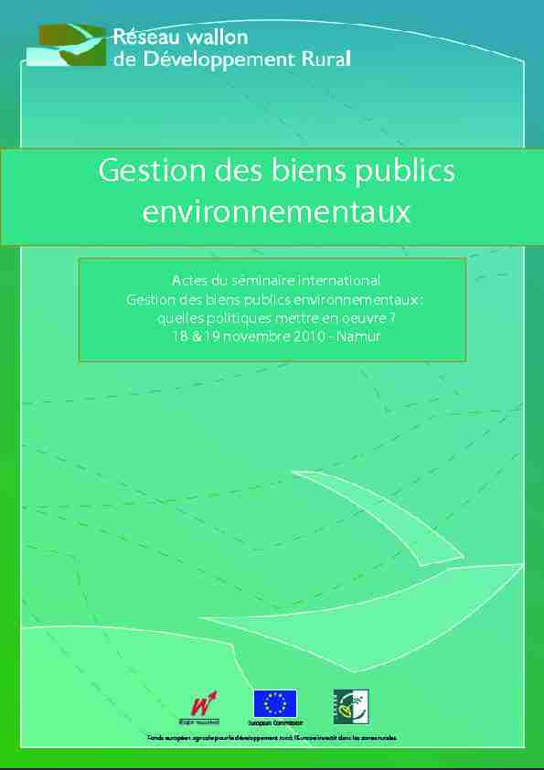 Gestion des biens publics environnementaux