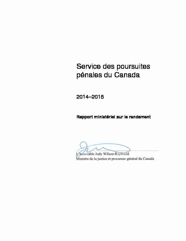 Rapport ministériel sur le rendement 2014-2015