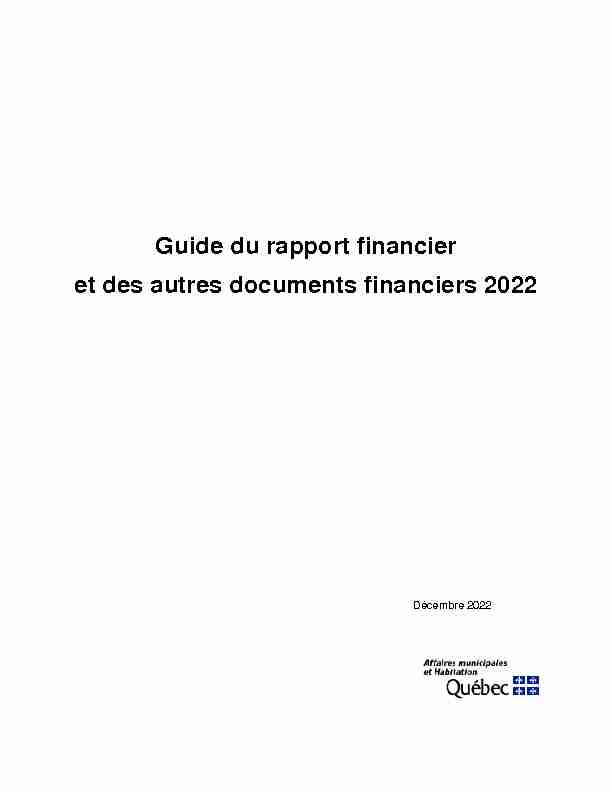 Guide du rapport financier et des autres documents financiers 2021