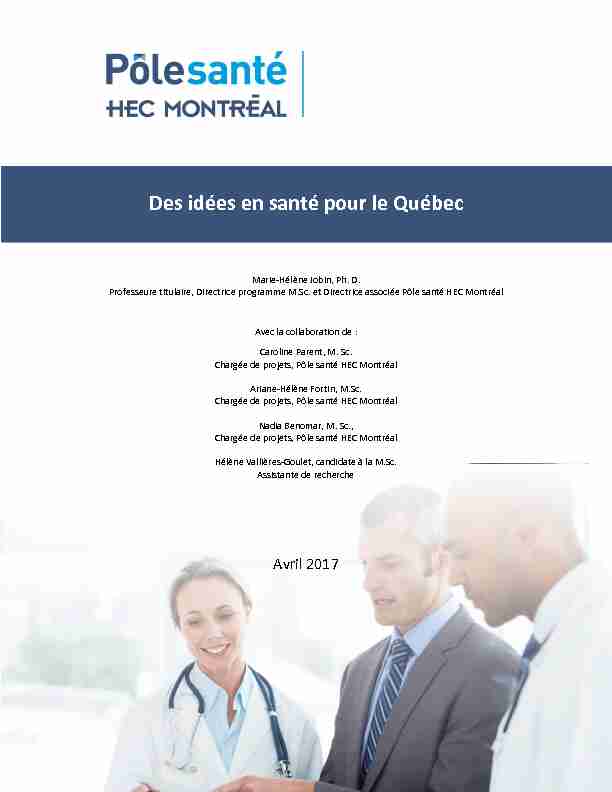 Des idées en santé pour le Québec