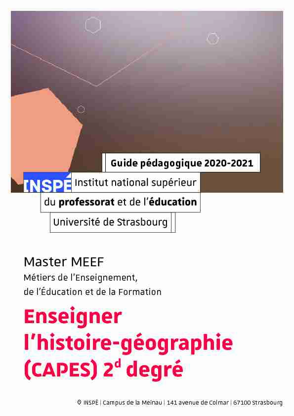 Enseigner lhistoire-géographie (CAPES) 2d degré